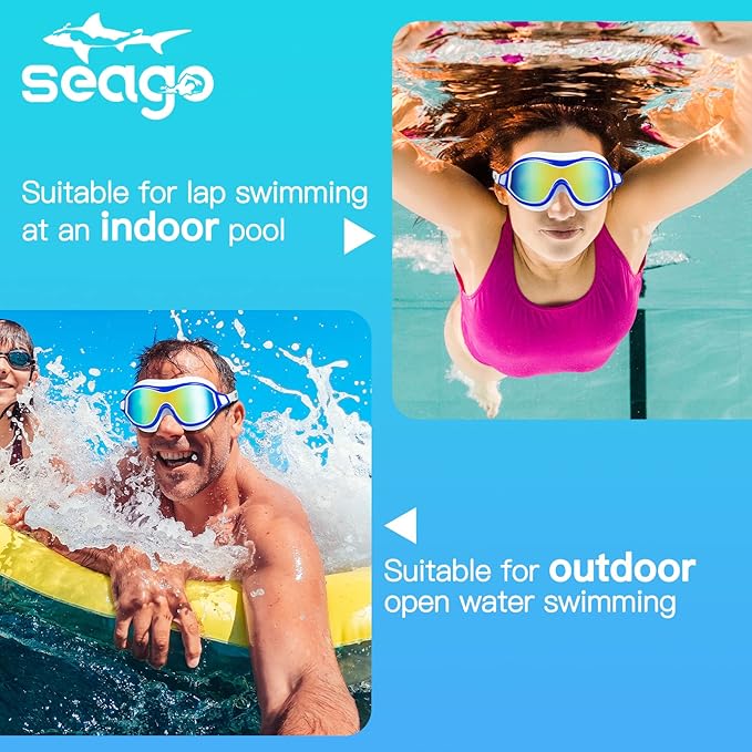 Swim Goggles No Leaking Anti-Fog Pool Goggles Swimming Goggles for Adult Men Women Youth, UV Protection 180° Clear Vision