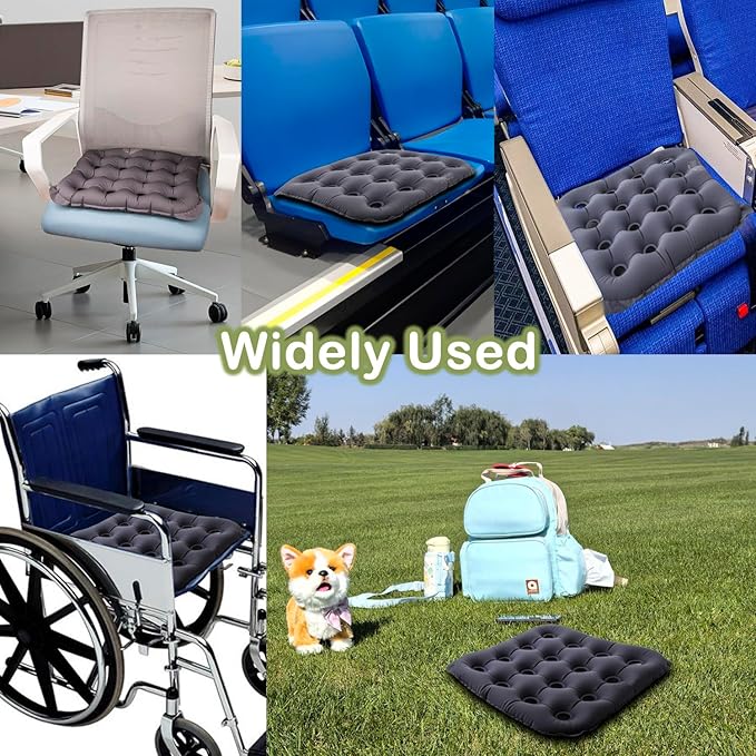 Inflatable Seat Cushion, Portable Air Seat Chair Cushions for Pressure Relief Breathable Waffle Square Seat Pad for Home Car Wheelchairs Office Chairs and Airplanes (2PCS)