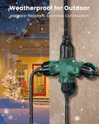 SURAIELEC Outdoor 3 Way Plug Adapter, Multi Plug Outlet Waterproof, 1 to 3 Power Splitter, Electrical 15A Multiple Outlet Extender with Cover for Outside Garden Garage, Green, ETL Listed, 3 Pack