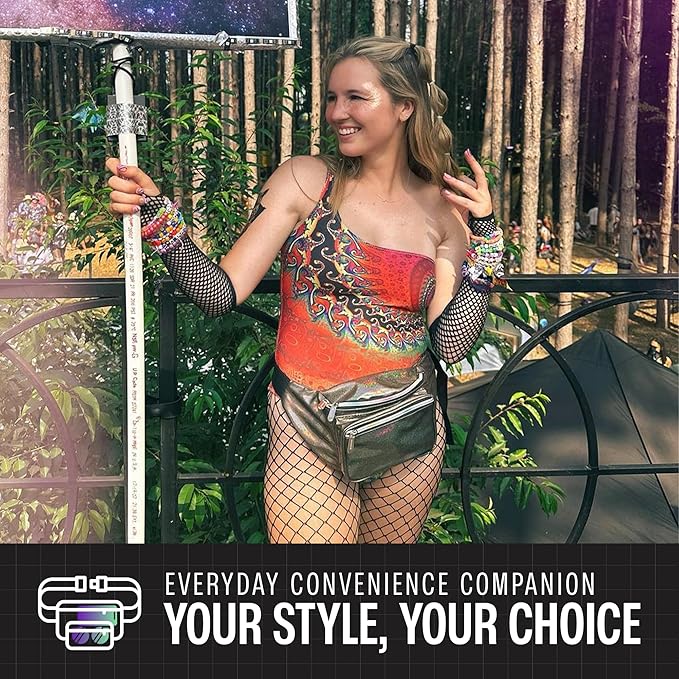 Holographic Fanny Pack Belt bag - Crossbody Waist Bag for Men or Women - Hands-Free, Waterproof Large Bumbag for Hiking, Running, and Travel (Copper Glitter)