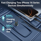【MFi Certified】iPhone Car Charger Fast Charging, Linocell 60W Dual USB C Car Power Cigarette Lighter Car Carplay Charger with 2Pack Type C to Lightning Braided Cable for iPhone 14 13 12 11 Pro XS iPad