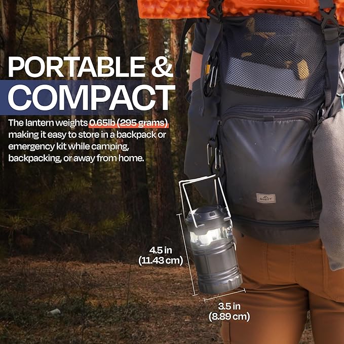 Rechargeable Camping Lantern, Pack of 2 - LED Camping Lantern Battery Powered, Waterproof Solar Lantern for Emergency, Hiking & Power Outages | USB-C Rechargeable, Collapsible, 360° Light