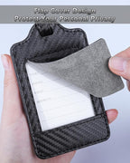 3 Pack Luggage Tags - Quick Install, Privacy Protection, Airplane Travel Essentials for Suitcases, Durable Leather - Carbon Fiber Black
