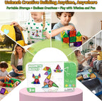 Magnetic Tiles 42PCS 0.8in Portable Magnet Toys for Kids，Travel Magnetic Blocks with Metal Storage Box，Stacking Magnets Sensory Tiles for Toddlers Ages 3+