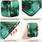 ELFISH Mini RFID Aluminum Wallet Credit Cards Holder Business Card Case Metal ID Case for Men Women (Greenblack Marble)