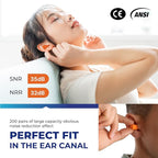 ATERET Earplugs 200 Pairs & 12 Pairs of Safety Glasses I 32db Noise Cancelling Soft Disposable Ear Plugs I Safety Hearing & Eye Protection for Hunting Shooting Range Work Construction