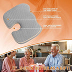 Gooo&Ma Air Fiber Seat Cushion for Office Chair, Breathable U-Shape Tailbone Relief Cushion for Desk Chair, Washable Ergonomic Chair Pad for Driving & Gaming, Cooling Mesh Back Support(Grey)