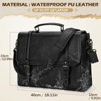 IGOLUMON Messenger Bag for Men 18 inch Vintage Leather Waterproof Laptop Briefcase Large Computer Laptop Bag Leather Satchel Bag Retro Shoulder Bag for Office Business Travel College, Black
