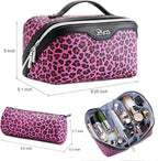 BOYATU Travel Makeup Bags Cosmetic Organizer Bag: 3 Pcs Set Large Capacity Make up Bag with Compartments - Waterproof Leather Toiletry Bags with Handle for Women (B-Red)