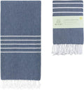 WETCAT Turkish Beach Towel Oversized (38"x71") 100% Turkish Cotton, Made in Turkey - Sand Free, Extra Large, Ultra Soft, Quick Drying, Compact & Lightweight for Travel - Navy Blue