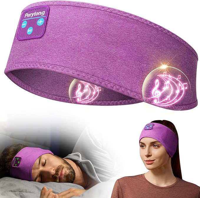 Perytong Sleep Headphones Wireless, Bluetooth Sports Headband Headphones with Ultra-Thin HD Stereo Speakers Perfect for Sleeping,Workout,Jogging,Yoga,Insomnia, Air Travel, Meditation (Violet)