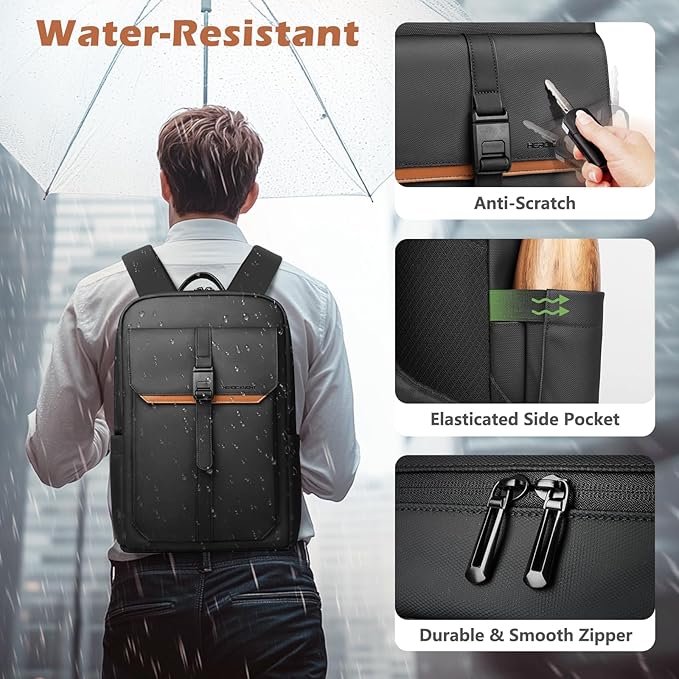 hk Slim Laptop Backpack for Men Women, Lightweight Business Backpacks 17.3 Inch Water-resistant Computer Bag for College Work Daily