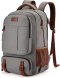 Tzowla Canvas Laptop Backpack, Bag for Men Women,Travel Work Rucksack Fits 17.3 Inch Laptop, Large Capacity Bookbag(Khaki- Grey)