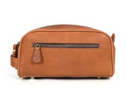 10" Premium Leather Toiletry Travel Pouch With Waterproof Lining | King-Size Handcrafted Vintage Dopp kit By Aaron Leather Goods (Buckthrown Brown)