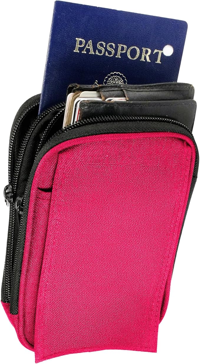 StrapPack Two Zipper Clip-On Pouch - Travel Wallet, Backpack Pouch, Passport Holder