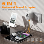 TESSAN Universal Travel Adapter 28W, International Power Adapter with 3 USB C 2 USB A Charging Ports, Worldwide Plug Adaptor for US to European UK Italy Ireland New Zealand (Type C G A I)