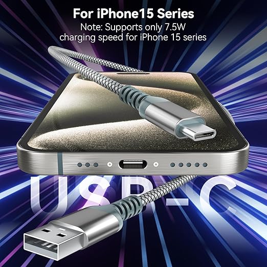 USB to USB C Cable, Car Carplay Cable, Fast Charging Type C Cable for iPhone 16/16 Pro Max 15 Pro 15 Plus, iPad, Samsung Galaxy, and Other Type-C Devices (1, Gray, 4Ft)