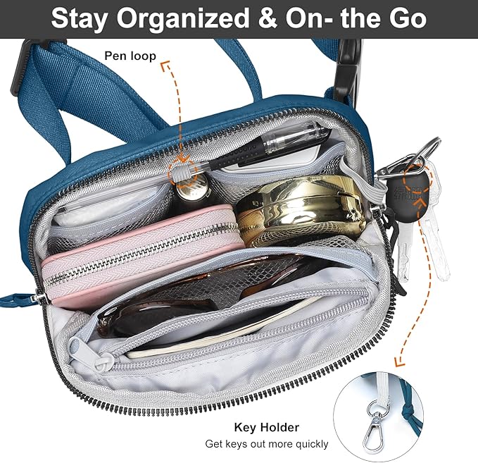 Mini Belt Bag for Women, RFID Small Fanny Pack, Womens Fashion Waist Packs with Extender Strap, Crossbody Bum Bags