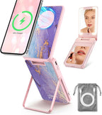 5-in-1 Magnetic Power Bank, 5000mAh Portable Wireless Charger with Mirror, Stand, Bluetooth Remote & Card Holder, MagSafe Compatible Travel Essential for iPhone & Samsung, USB-C Cable Included