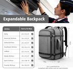 Spacious Carry On Backpack,Expandable Large 1-7DAYS Capacity Travel Backpack with Cable Access Port,Fits 18.4" Laptop,Anti Theft Water Resistant Work Backpack for Men Women,Extended Travel Work,Grey