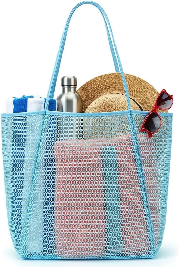 Beach Tote Bag for Women – Waterproof Mesh Tote Bag, Large Capacity Sandproof Beach Bags for Travel