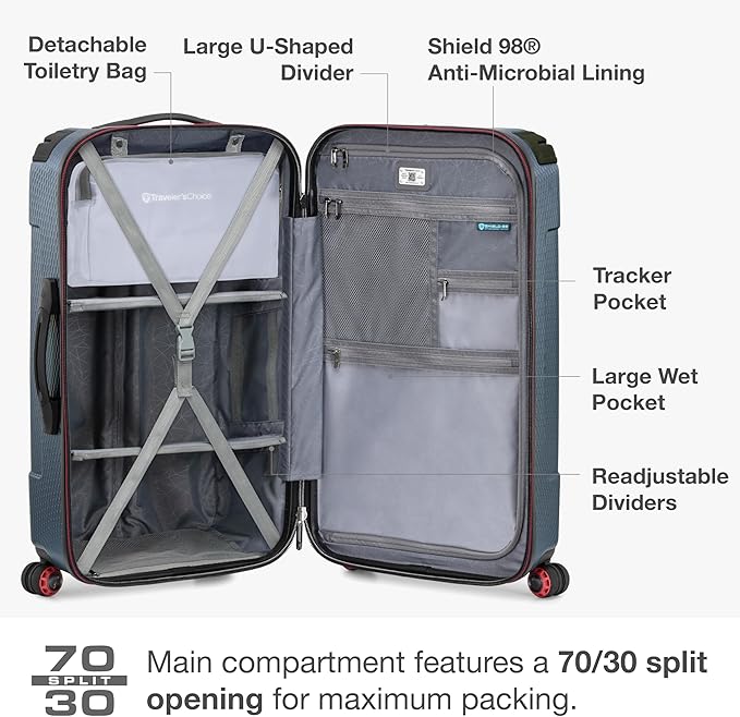 Traveler's Choice Maxporter II Polycarbonate Hardside Trunk with Spinner Wheels, Navy, 28-Inch Medium Trunk