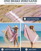 LANE LINEN Beach Towels for Women, Large Beach Towels Oversized, Pre-Washed, No-Shrink Sand Free, Quick Dry, Lightweight Travel Towel,Soft Beach Bath Towel, 39"x71" - Cashmere Rose