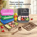 Amathley Bento Box Adult Lunch Box Kids,Lunch Containers for Adults/Kids/Toddler,5 Compartments Bento Lunch Box with Sauce Vontainers,Microwave & Dishwasher & Freezer Safe,BPA-Free (Brown)