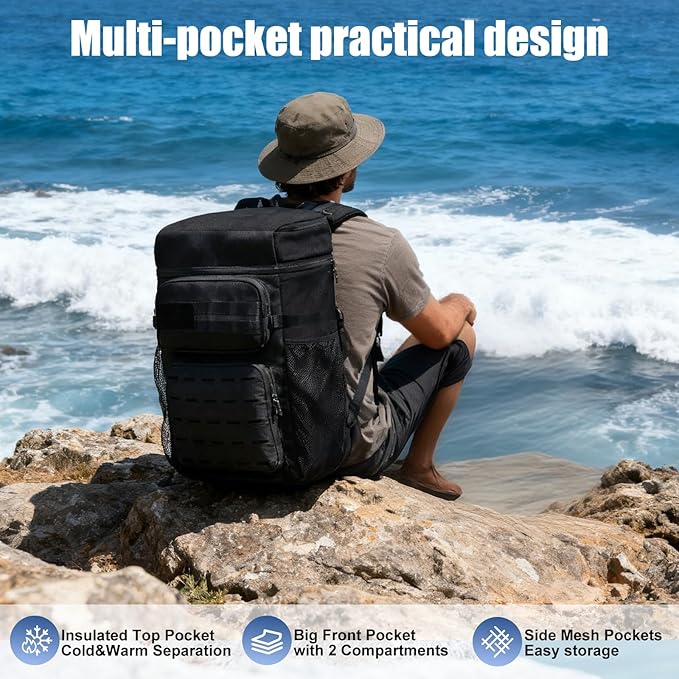 Backpack Cooler Insulated Leak Proof, Lightweight Soft Sided Cooler Backpack for Men Women, Waterproof Beach Cooler Bag Lunch Backpack for Camping Hiking Picnic Fishing Travel Outdoor