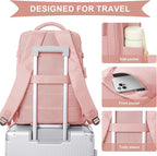 WONHOX Large Travel Backpack Women, Carry On Backpack,Hiking Backpack Waterproof Outdoor Sports Rucksack Casual Daypack with USB Charging Port Shoes Compartment,Pink…