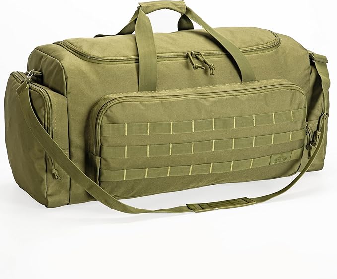 APRILBAY Super Quality 60L Large Duffel Travel Bag Luggage Foldable Bag Cargo Sport Gear Equipment Skiing Hardware Bag Heavy Duty& Durable(Dark Green)