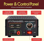 Universal Compact Bench Power Supply - 7 Amp Regulated Home Lab Benchtop AC-Dc Converter Power Supply for CB Radio, HAM W/ 13.8 Volt Dc 120V AC Supply, Dual USB, Cigarette Lighter - Pyramid PSU990KX