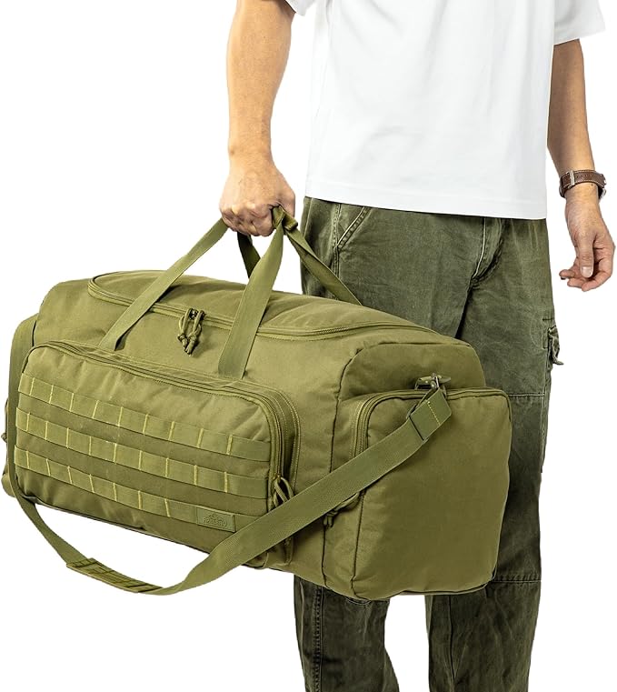 APRILBAY Super Quality 60L Large Duffel Travel Bag Luggage Foldable Bag Cargo Sport Gear Equipment Skiing Hardware Bag Heavy Duty& Durable(Dark Green)
