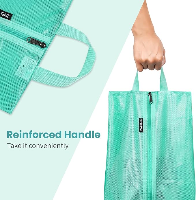 Bagail Shoe Bags for Travel,2 Set Shoe Bag for Storage in Closet,Transparent Shoe Packing Organizers with YKK Zipper (L 17"x10"x5", Turquoise 2pcs)