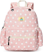 STEAMEDBUN Corduroy Kids Backpack for Girls and Boys 5-8: Girls Backpack for Elementary Kindergarten - 15 inch Cute Backpacks for Kids - Polka Dot