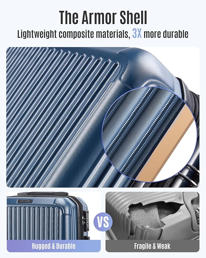LIGHT FLIGHT Carry On Luggage 22x14x9 Airline Approved, Durable Hard Shell Carry On Suitcases with Wheels, Expandable Hardside Lightweight Travel Luggage with TSA Lock, Lilac