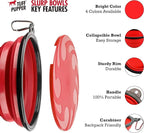 Tuff Pupper SuperBigSlurp Collapsible Dog Bowls | Two Pack Red Bowls | 40oz Extra Large Capacity | Portable, Food Safe, Odorless | Non-Toxic Silicone