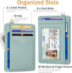 Yonlevres Credit Card Holder for Women, Slim RFID Wallet Front Pocket Small Card Holder, Travel ID Window PU Leather Cute Funny Thin RFID Blocking Case Organizer Gifts Ladies Green