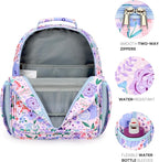 mibasies Kids Backpack for Girls: Girls Backpack 5-8 - Kindergarten Elementary School Bookbag for Girl - Flower Pinkish Blue