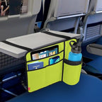 Airplane Seat Back Organizer & Storage, Airplane Tray Table Cover for Personal Items, Airline Seat Hanging Pockets Media Pouch,Reusable Travel Essentials,Fits Tablets,Cell Phone,Water Bottle (Green)