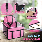 GENORTH Small Dog Car Seats for Small Dogs,Portable Puppy/Pet Car Booster Seat with Clip-On Leash and Mesh Window for Small Pet Up to 11 lbs