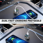 LivTee 4-Port Car Charger, 12-24V Cigarette Lighter Adapter with 3 USB & 1 USB-C Port, Supports QC/PD Fast Charging, Features Digital Display and LED Lights, Fits iPhone, Fits Samsung and More Phones