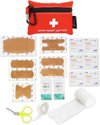 Lightning X Mini First Aid Kit – Compact 20 Piece Emergency Medical Kit with Carabiner | Portable Water Resistant Travel First Aid Pouch for Hiking, Camping, Car, Backpack, Outdoor Survival