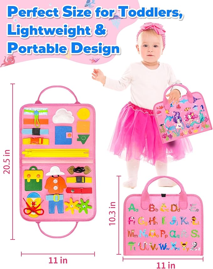 Gojmzo Busy Board Montessori Toys for Toddler Girl Birthday Gifts, Busy Book Sensory Toys for Toddlers, Learning Educational Toddler Travel Activities
