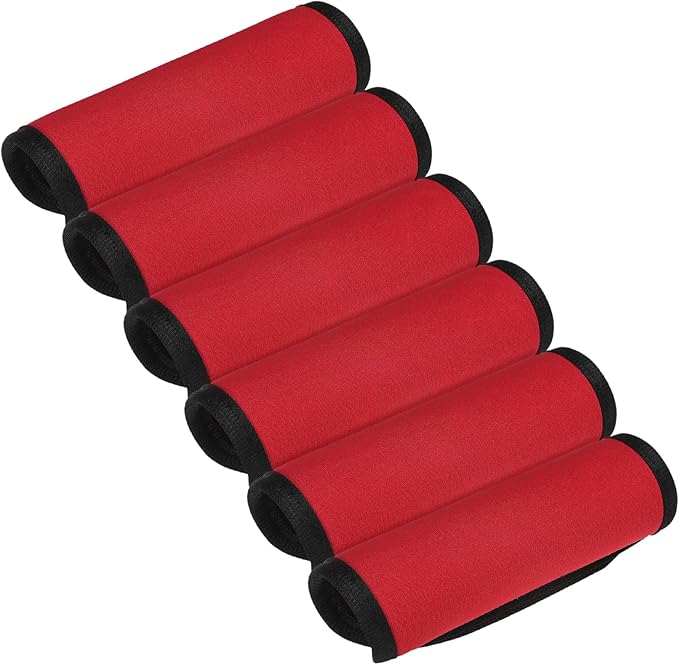 Luggage Handle Wrap [6PCS] - Neoprene Luggage Identifiers Use for Suitcases & Carry on & Travel Accessories - [Red-6IN/15CM] Comfort Grip Handle Cover