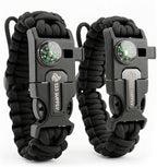 Paracord Bracelet Compass Hiking Survival Kit Emergency Whistle Fire Starter Camping Gear Hiking Essentials Fishing Hunting Accessories EDC Backpacking Gear Tactical Survival Gear Equipment