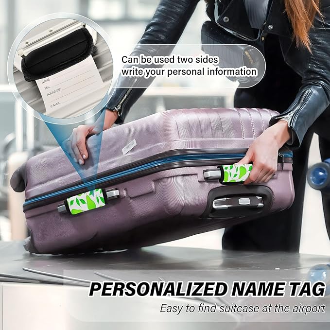 Pears 2 Pack Neoprene Suitcase Wraps, Luggage Handle Wraps with ID Tag, Non-Slip Suitcase Handle Covers for Travel, Bag Strap Pad