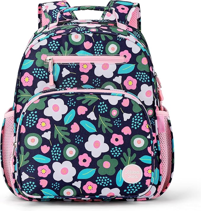 mibasies Kids Backpack for Girls: Girls Backpack 5-8 - Kindergarten Elementary School Bookbag for Girl - Pulan Flower Pink