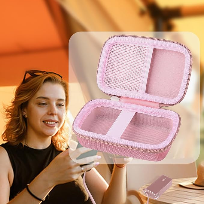 khanka Hard Case for Anker 3-in-1 Power Bank USB C Charger Block,Anker 10,000mAh Portable Charger,Case only. (Pink)