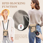 Passport Holder for Travel, Neck Pouch Travel Wallet With RFID Blocking, Waterproof Lightweight Passport Wallet for Women and Men (Khaki)